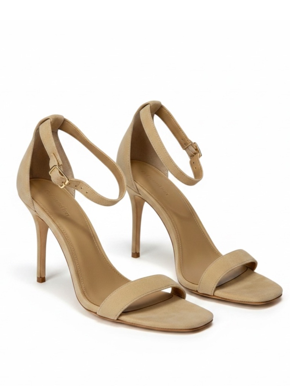 REFORMATION Kelly Suede Sandals, Beige, 10”